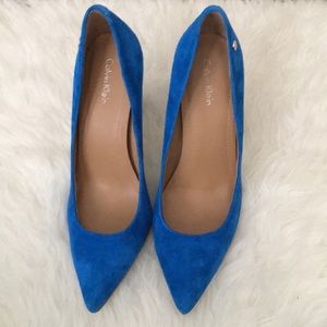 Calvin Klein cobalt blue suede heels